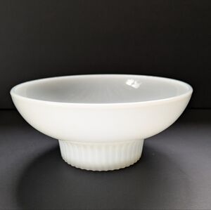 Vintage Randall Co. White Milk Glass Planter Vase Low Bowl Ribbed Mid-century